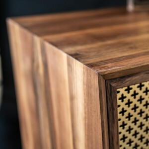 Meuble vinyle en bois massif console stéréo enceinte