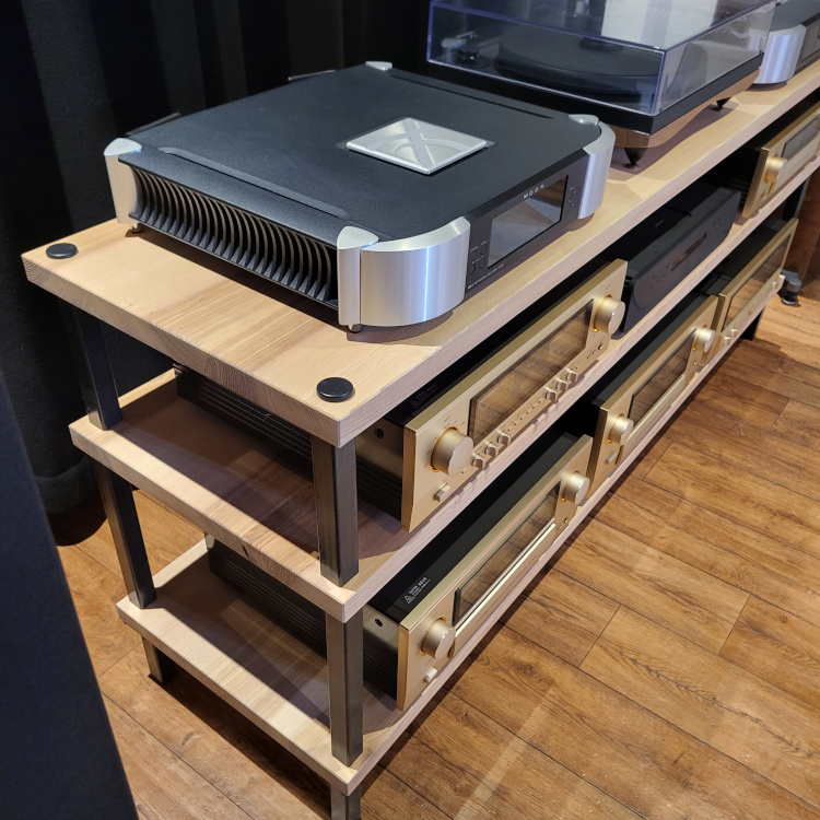HiFi rack en bois massif et métal